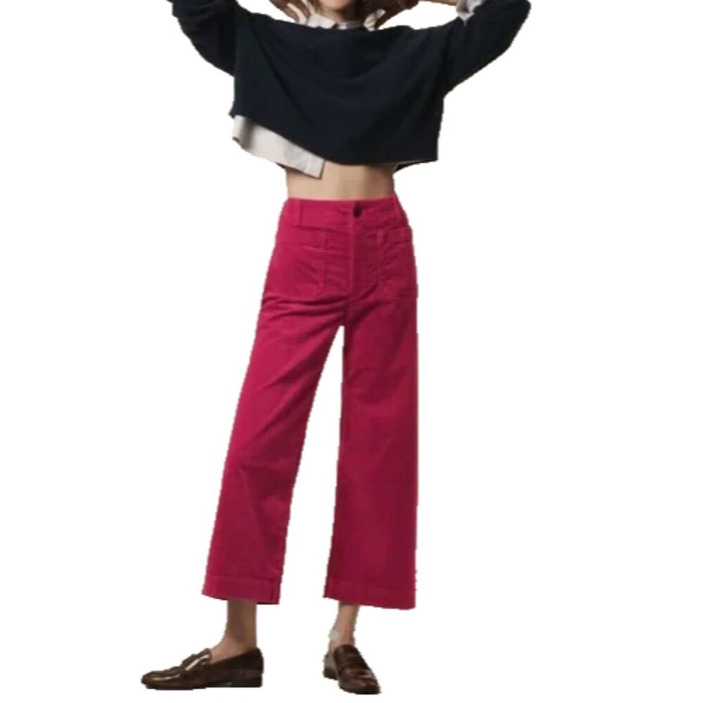 Maeve Raspberry Cropped Wide-Leg Pants